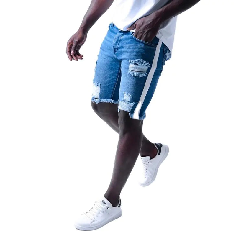 Pantalones Cortos de Mezclilla Rotos para Hombre - tidovo
