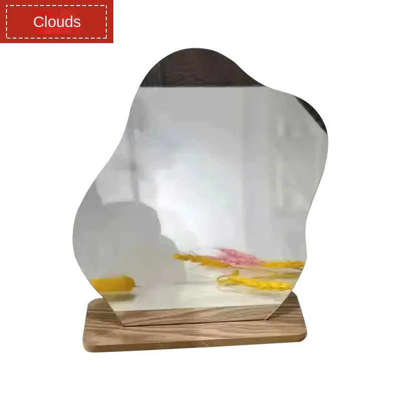 Espejo Irregular con Soporte de Madera - tidovo