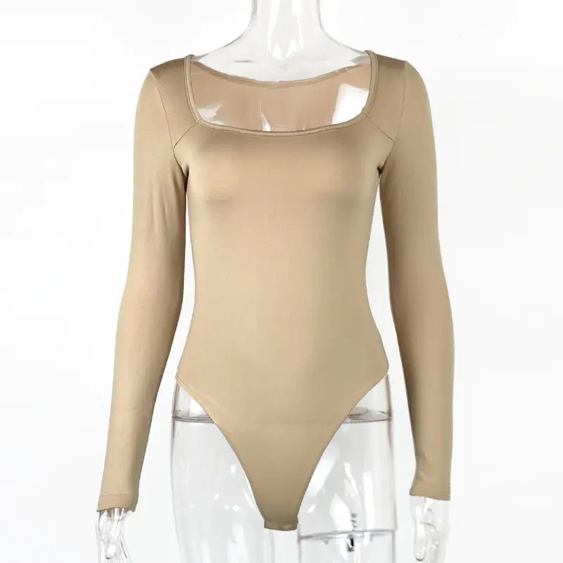 Bodysuit  de Manga Larga  con Cuello Cuadrado - tidovo