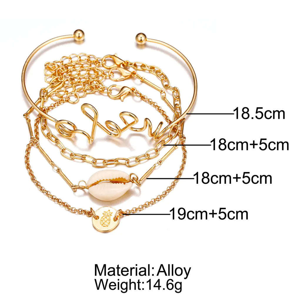 Set de Pulseras Metálicas Bohemias Vintage  (4 Pcs) - tidovo