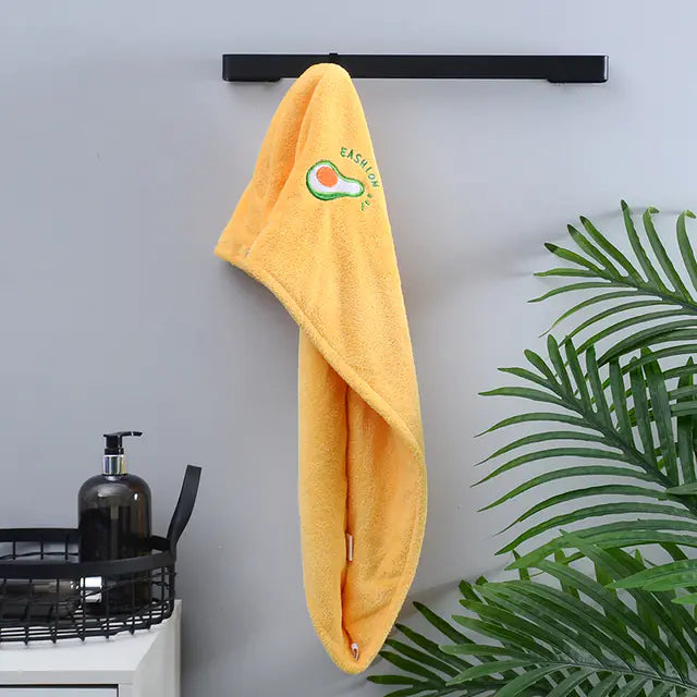 Toalla de Cabello de Microfibra de Terciopelo Coral Bordada - tidovo