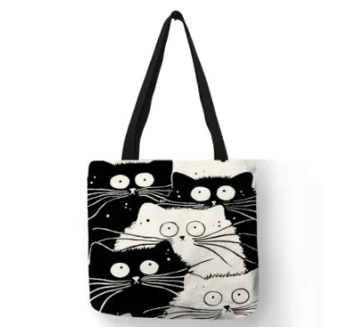 Bolso de Lino con Diseño de Gato - tidovo