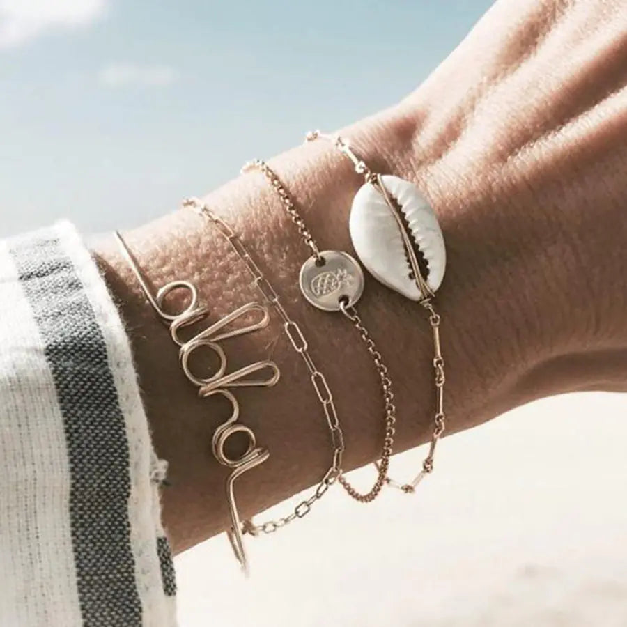 Set de Pulseras Metálicas Bohemias Vintage  (4 Pcs) - tidovo