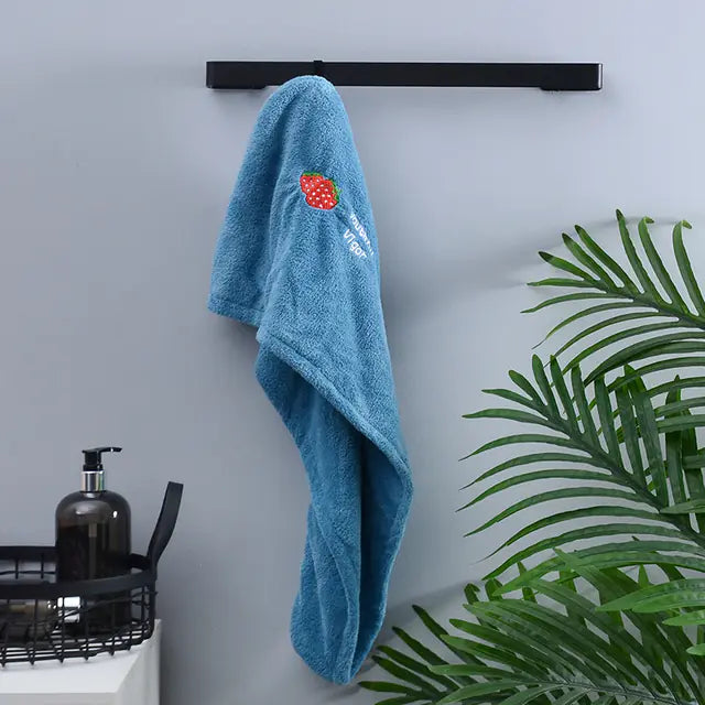 Toalla de Cabello de Microfibra de Terciopelo Coral Bordada - tidovo