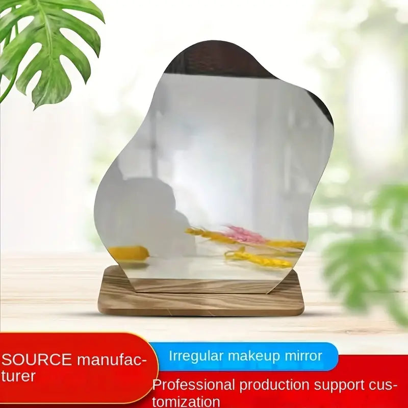 Espejo Irregular con Soporte de Madera - tidovo