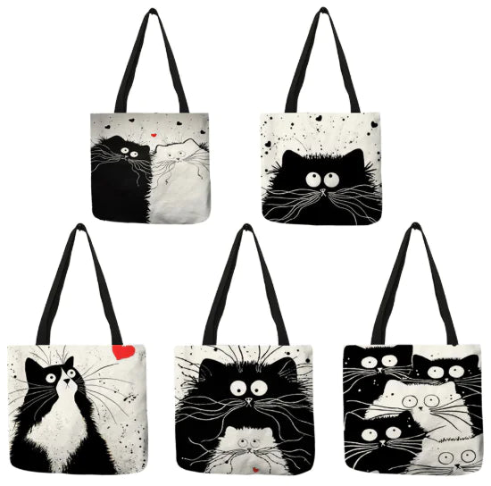Bolso de Lino con Diseño de Gato - tidovo