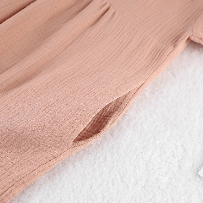 Vestido de Dormir de Manga Larga con Cuello en V - tidovo