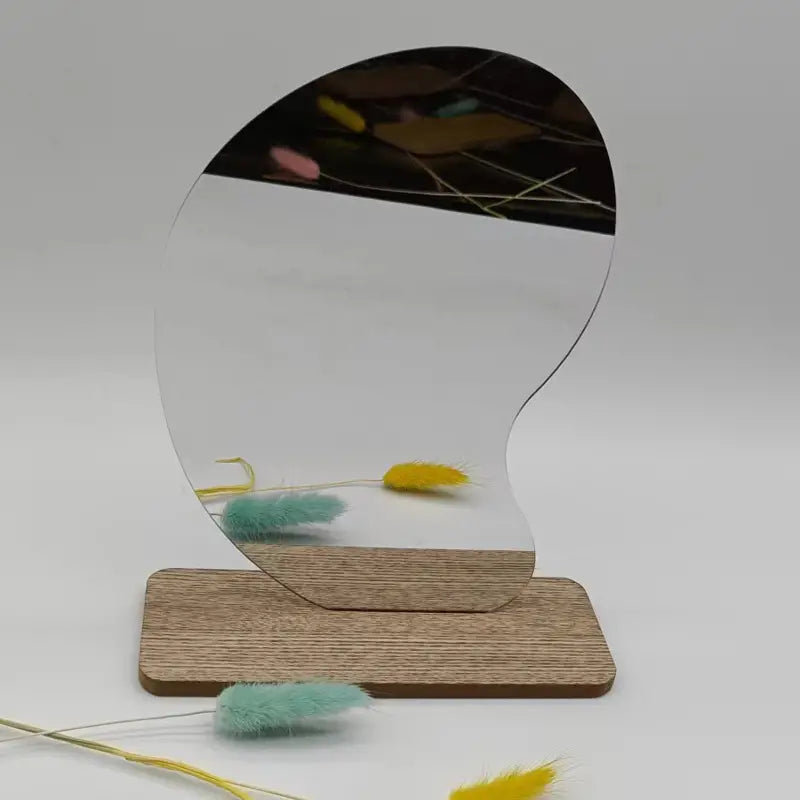 Espejo Irregular con Soporte de Madera - tidovo