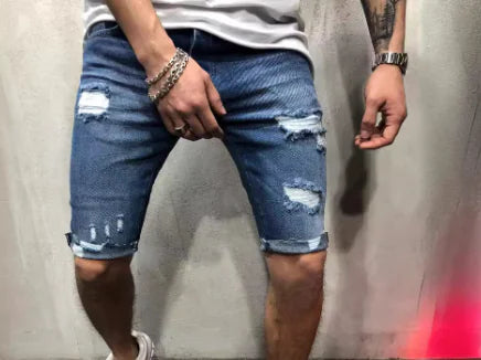 Pantalones Cortos de Mezclilla Rotos para Hombre - tidovo