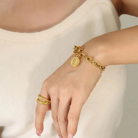 Pulsera Chapada en Oro de Acero de Titanio - tidovo