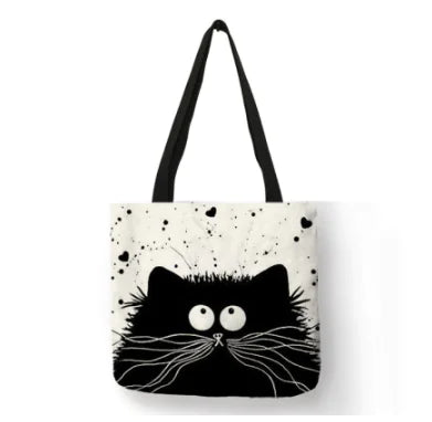 Bolso de Lino con Diseño de Gato - tidovo
