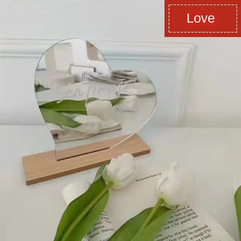 Espejo Irregular con Soporte de Madera - tidovo