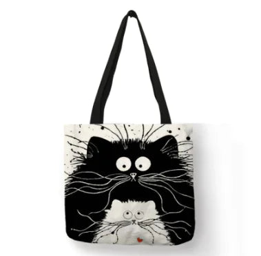 Bolso de Lino con Diseño de Gato - tidovo