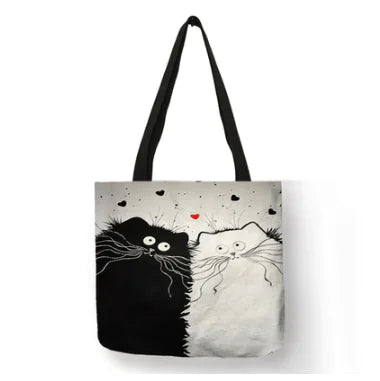 Bolso de Lino con Diseño de Gato - tidovo