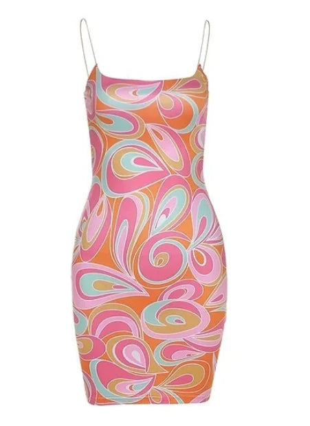 Vestido Estrecho Estampado  con Diseño de Un Hombro - tidovo