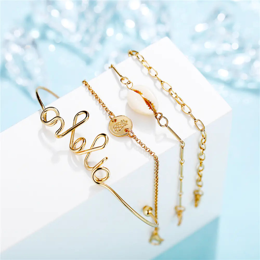 Set de Pulseras Metálicas Bohemias Vintage  (4 Pcs) - tidovo